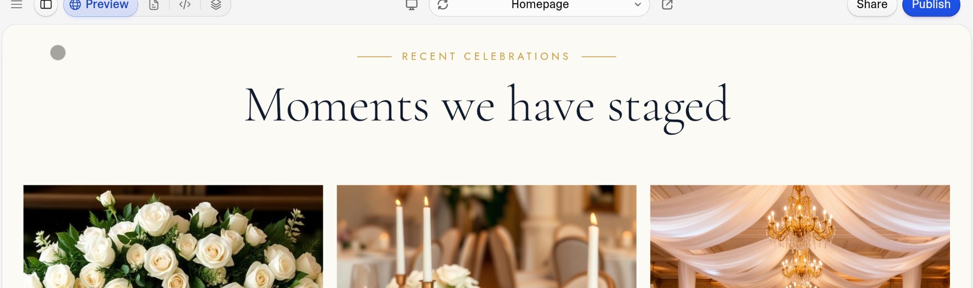 Pakarajan weddings and events website detail view